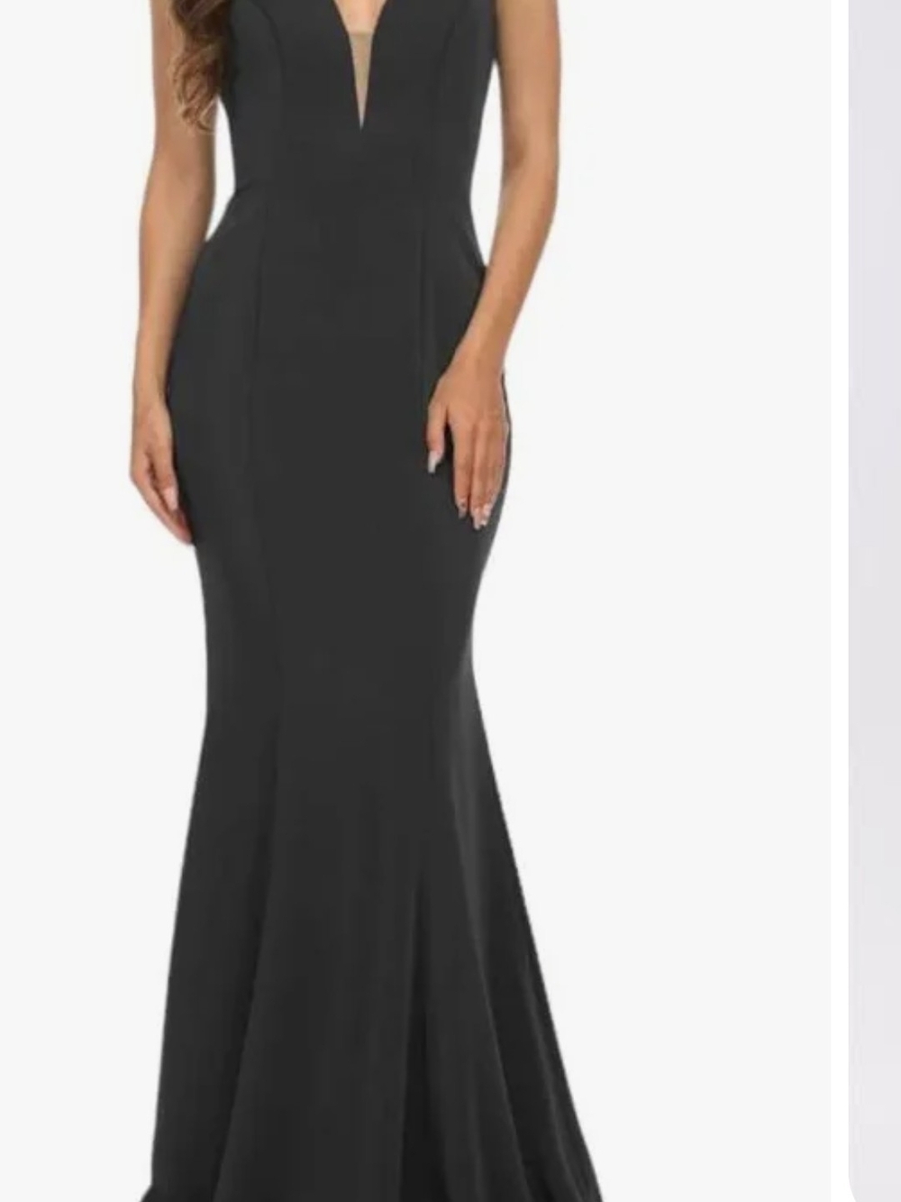 Eureka Elegant Black V-Neck Mermaid Evening Dress Size L.